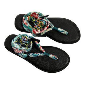 Sanuk Sandals Yoga Sling Mat Size 8 Thong Fabric Flip Flop Flats‎